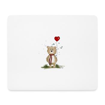 süßer Bär, Teddybär mit Herz Luftballon - Mousepad (Querformat) - Weiß - Vorne