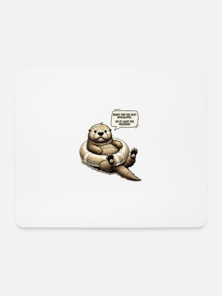 Funny Apocalypse Otter Weekend Survival Design - Mousepad (Querformat) - Weiß
