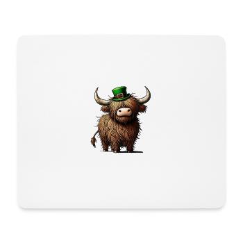 Vache des Highlands irlandais rustique Saint-Patrick Design - Tapis de souris (format paysage) - blanc - Devant