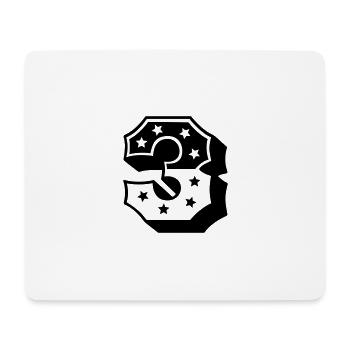 Zahl Drei - Mousepad (Querformat) - Weiß - Vorne