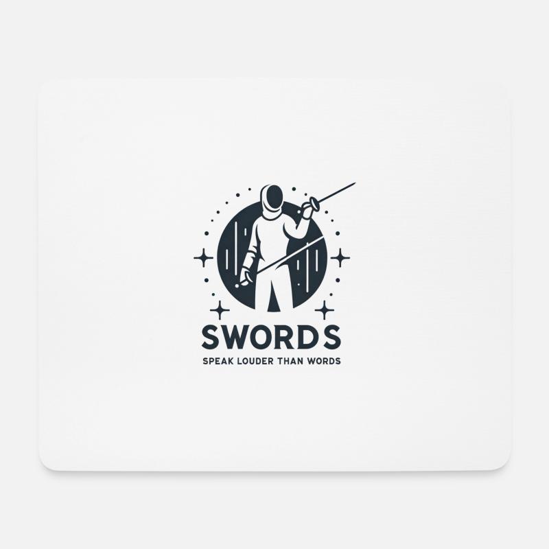 "Schwerter sagen lauter als Worte" - Mousepad (Querformat) - Weiß