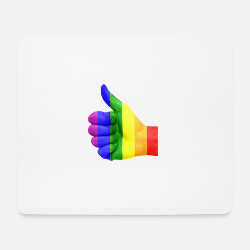 Regenbogen LGBT Daumen hoch - Mousepad (Querformat) - Weiß