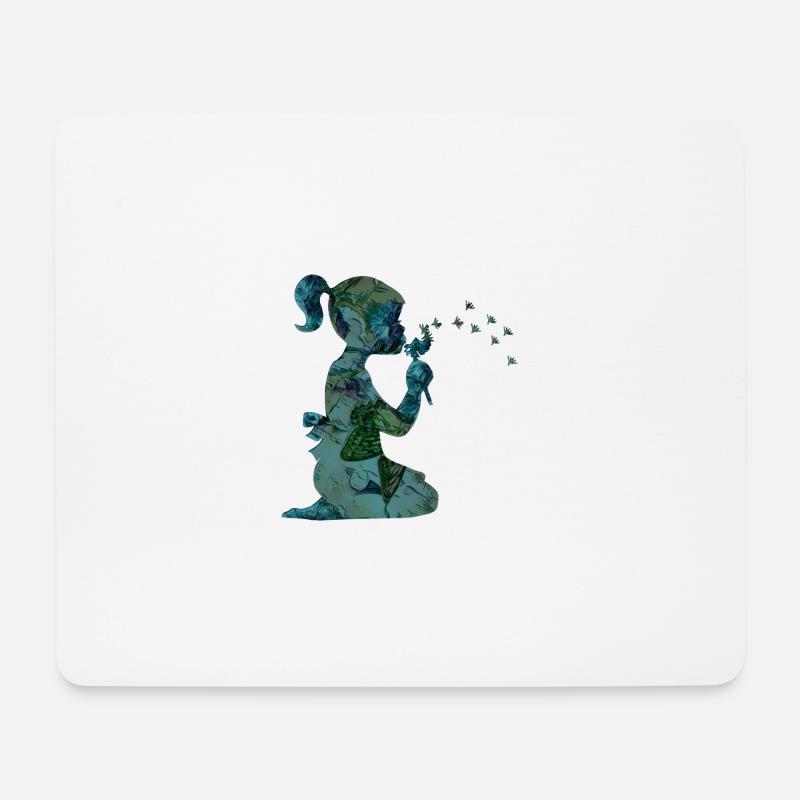 Blumenmädchen Pusteblume - Mousepad (Querformat) - Weiß