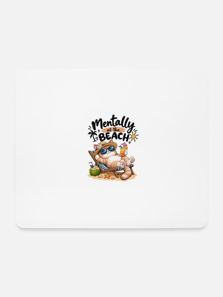 Cat-Beach-Urlaub mit Sonnenbrille - Mousepad (Querformat) - Weiß
