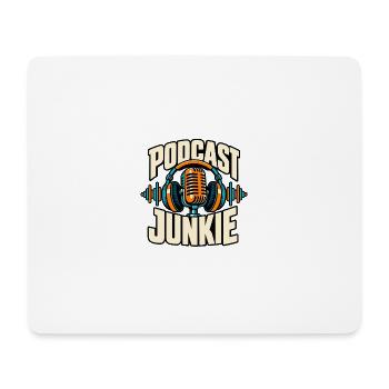 Podcast Junkie Mikrofon Kopfhörer Retro Design - Mousepad (Querformat) - Weiß - Vorne