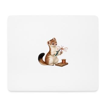 Hermelin mit Draht-Libelle - Mousepad (Querformat) - Weiß - Vorne