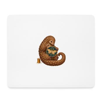 Schuppentier stickt eine Motte - Mousepad (Querformat) - Weiß - Vorne