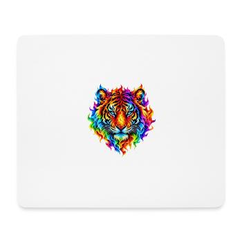 Regenbogentiger in Flammen - Mousepad (Querformat) - Weiß - Vorne