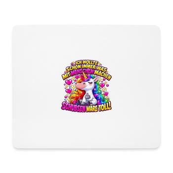 Regenbogen Unicorn Glitzer Spruch - Mousepad (Querformat) - Weiß - Vorne