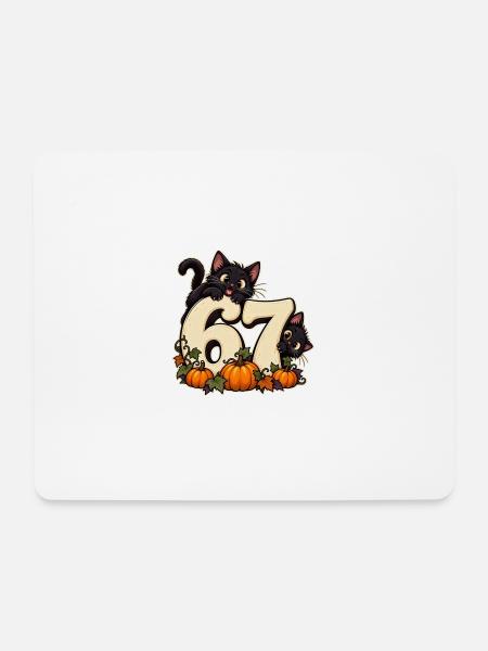 67 Katzenchaos - Mousepad (Querformat) - Weiß