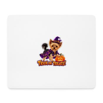Halloween-Hund mit Kürbis - Mousepad (Querformat) - Weiß - Vorne