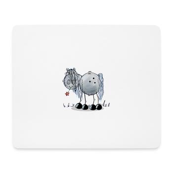 Pferd mit Blume - Mousepad (Querformat) - Weiß - Vorne