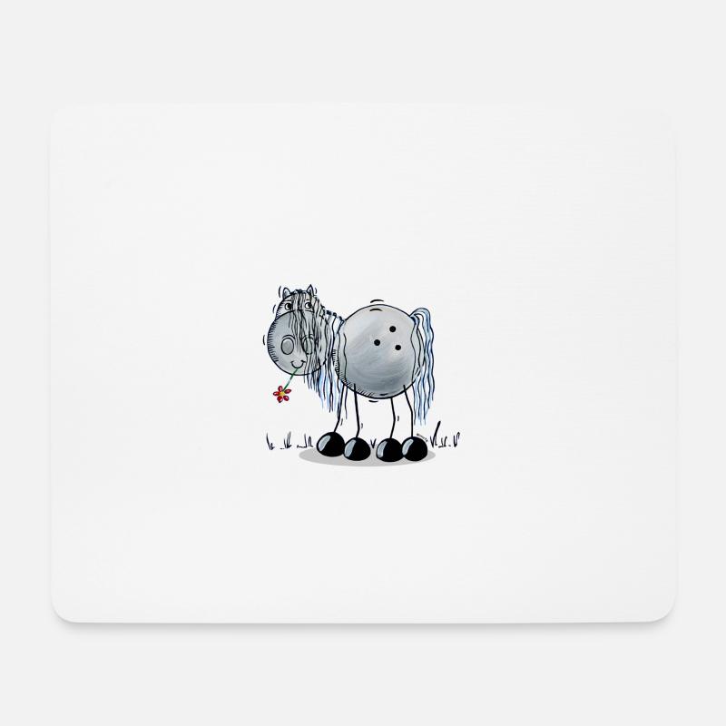 Pferd mit Blume - Mousepad (Querformat) - Weiß