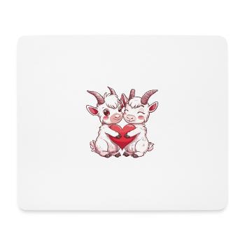Coeur de Chèvre Saint-Valentin - Tapis de souris (format paysage) - blanc - Devant