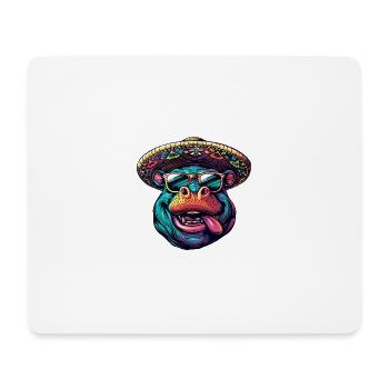 Hippopotamus Funny Sombrero - Mouse Pad (horizontal) - white - Front