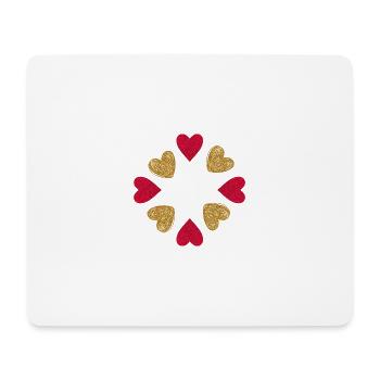 Circle of Hearts Glitter Red Gold - Mouse Pad (horizontal) - white - Front