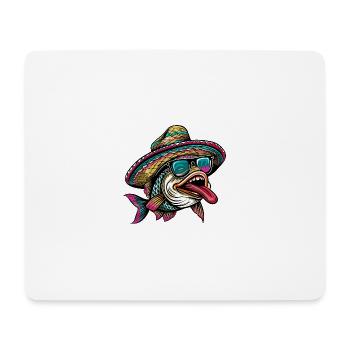baleine drôle sombrero - Tapis de souris (format paysage) - blanc - Devant