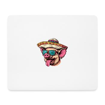 Cochon Bande Dessinée Drôle Sombrero - Tapis de souris (format paysage) - blanc - Devant