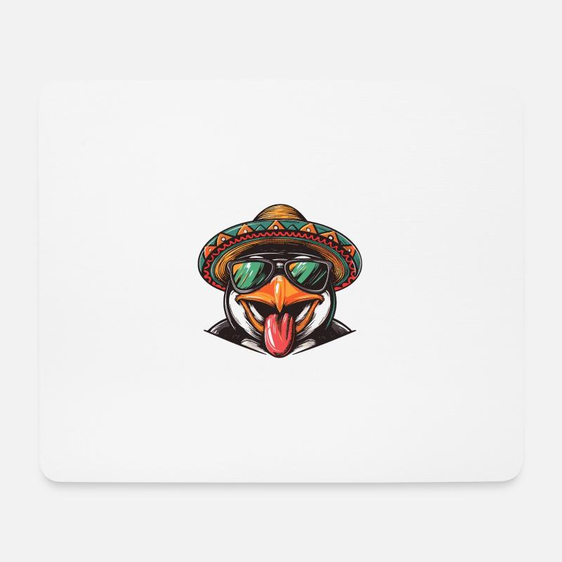 Pinguin Comic Lustig Sombrero - Mousepad (Querformat) - Weiß