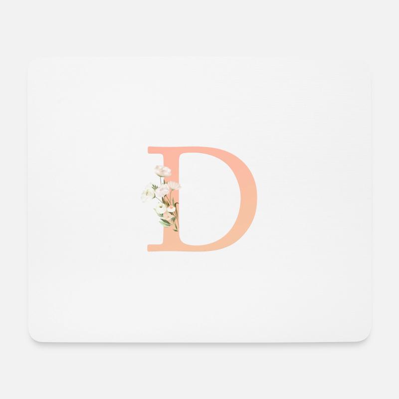 D Monogramm, minimal, pastel, Blumen - Mousepad (Querformat) - Weiß
