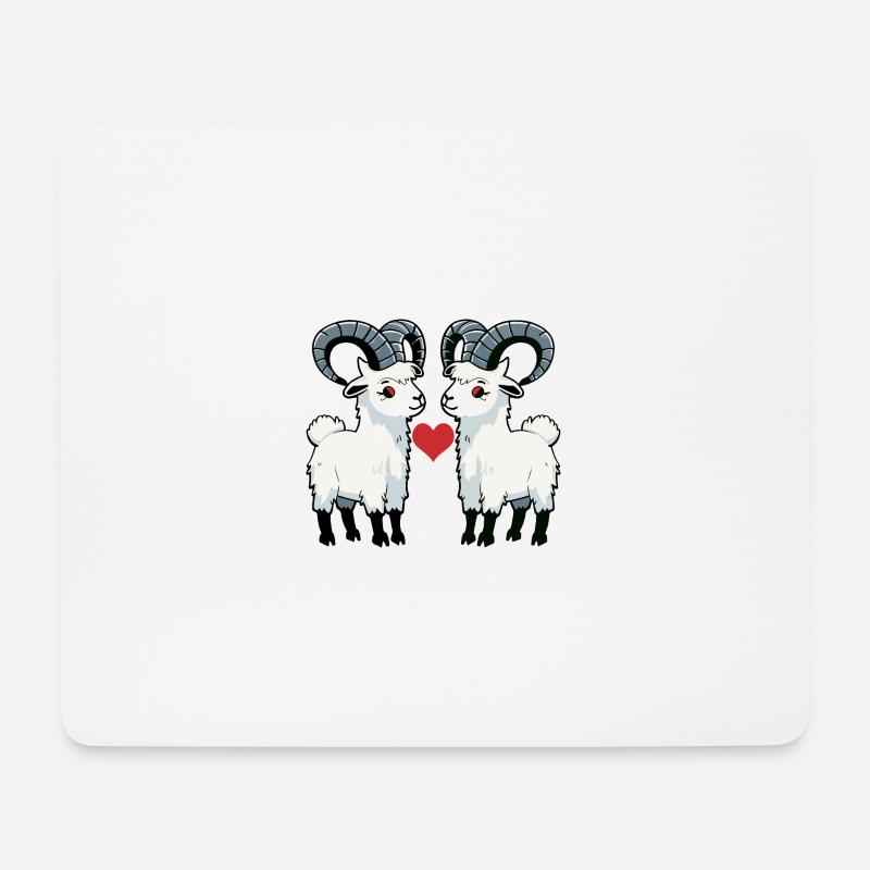 Bergziege Paar Ziege Valentinstag - Mousepad (Querformat) - Weiß
