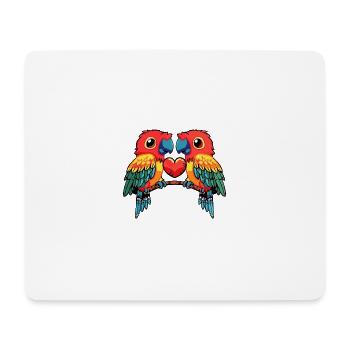 Couple de perroquets Saint-Valentin - Tapis de souris (format paysage) - blanc - Devant