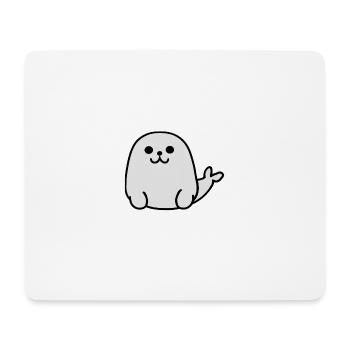 Mignon phoque blanc charmant - Tapis de souris (format paysage) - blanc - Devant