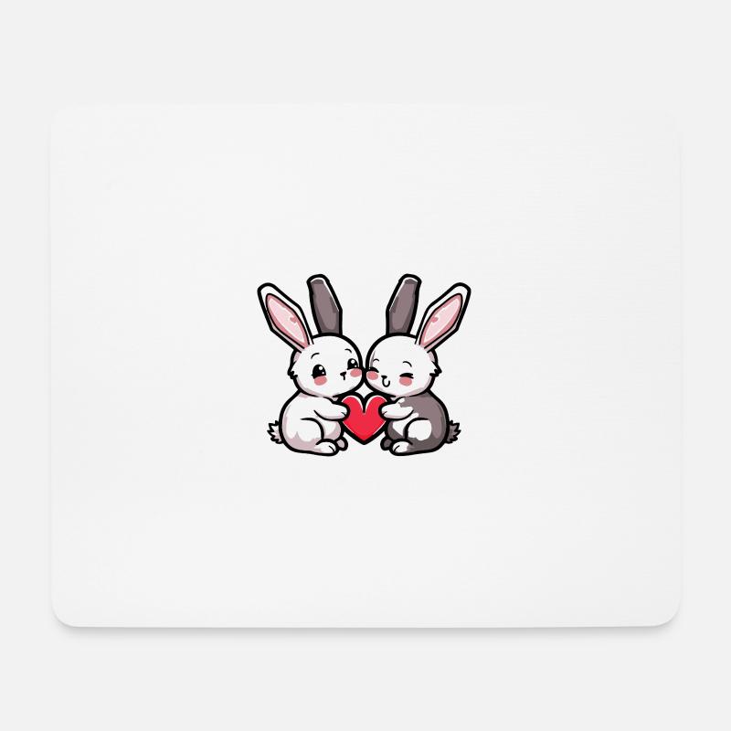 Hase Paar Verliebt Ostern Valentinstag - Mousepad (Querformat) - Weiß