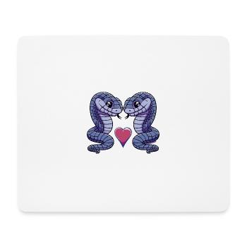 Schlange Kobra Paar Valentinstag - Mousepad (Querformat) - Weiß - Vorne