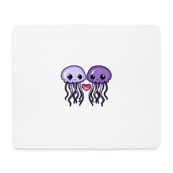 Méduses Couple Saint-Valentin - Tapis de souris (format paysage) - blanc - Devant