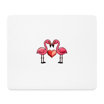 Couple de flamants roses d’amour Oiseau Saint-Valentin - Tapis de souris (format paysage) - blanc - Devant