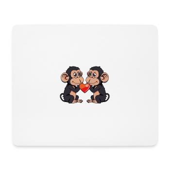 Affe Paar Verliebt Valentinstag - Mousepad (Querformat) - Weiß - Vorne