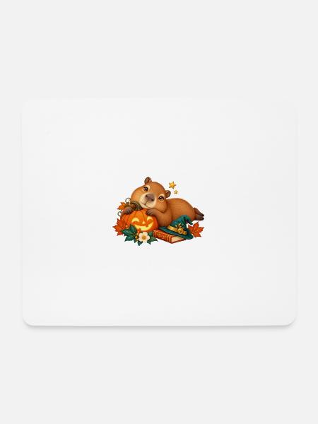Capybara Halloween Kürbis Verspielter Stil - Mousepad (Querformat) - Weiß