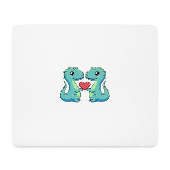 Dinosaur brontosaurus couple heart Valentine's Day - Mouse Pad (horizontal) - white - Front