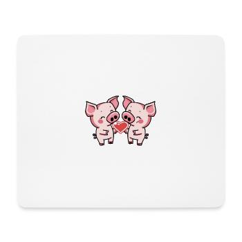 Couple de Cochons En Amour Semer La Saint-Valentin - Tapis de souris (format paysage) - blanc - Devant