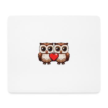 Couple de hiboux Saint-Valentin - Tapis de souris (format paysage) - blanc - Devant
