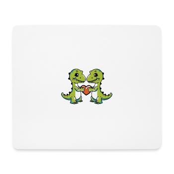 Dinosaur T-Rex Couple Heart Valentine's Day - Mouse Pad (horizontal) - white - Front