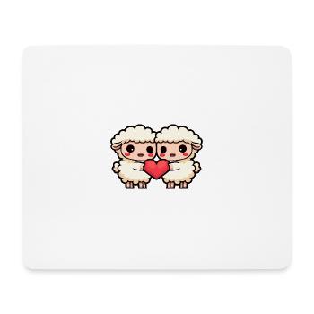 Couple de moutons Saint-Valentin - Tapis de souris (format paysage) - blanc - Devant