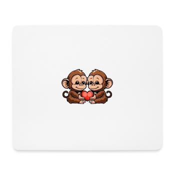 Singe Couple Coeur Saint Valentin - Tapis de souris (format paysage) - blanc - Devant