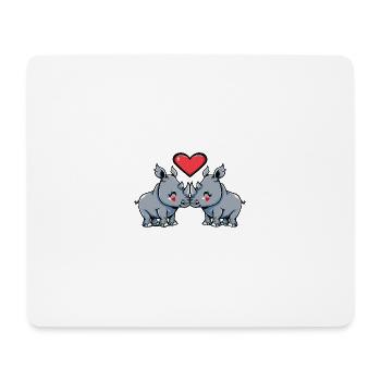 Rhino Couple Saint-Valentin - Tapis de souris (format paysage) - blanc - Devant