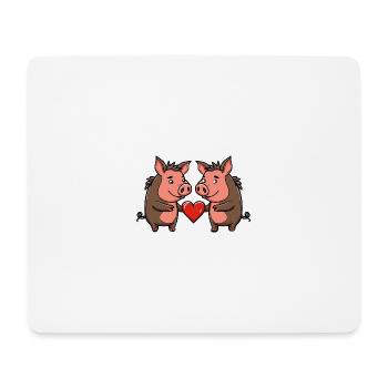 Couple de sangliers Saint-Valentin - Tapis de souris (format paysage) - blanc - Devant