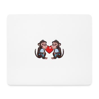 Coeur de Singe Saint-Valentin - Tapis de souris (format paysage) - blanc - Devant