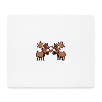 Elch Paar Valentinstag - Mousepad (Querformat) - Weiß - Vorne