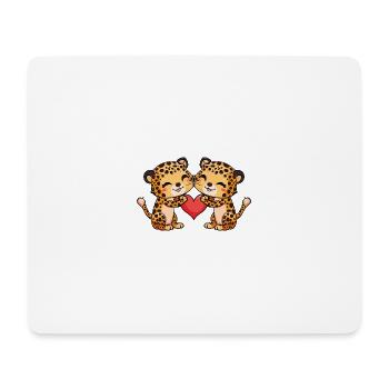 Leopard Paar Valentinstag - Mousepad (Querformat) - Weiß - Vorne