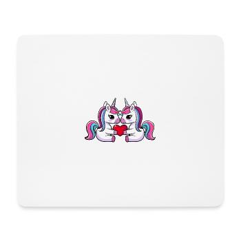 Licorne Couple Saint-Valentin - Tapis de souris (format paysage) - blanc - Devant