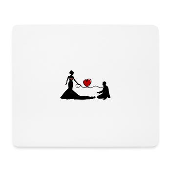 Hochzeit Brautpaar Leine Herz - Mousepad (Querformat) - Weiß - Vorne