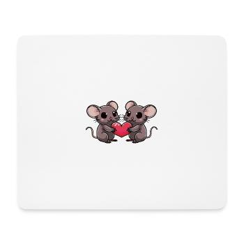 Maus Paar Valentinstag - Mousepad (Querformat) - Weiß - Vorne