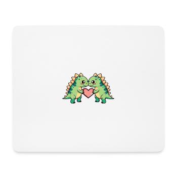 Dinosaur stegosaurus couple heart Valentine's Day - Mouse Pad (horizontal) - white - Front