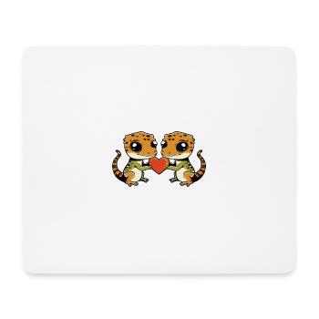 Couple de lézards amoureux Gecko Saint-Valentin - Tapis de souris (format paysage) - blanc - Devant