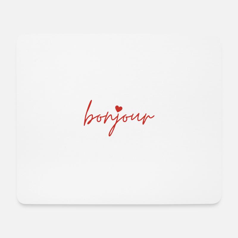 Bonjour | Geschenkidee | Schriftzug Herz - Mousepad (Querformat) - Weiß